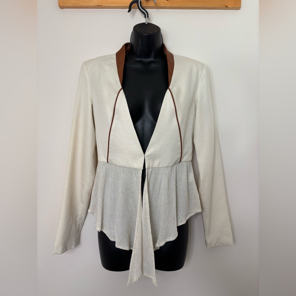 #314 Pink Stitch Jacket with Linen and Pleather Details